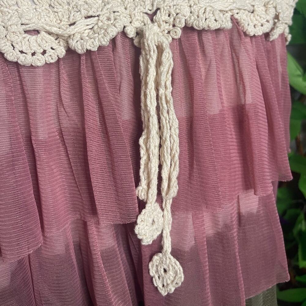 J. Gee Small Boho Cream Crochet Tiered Mini Dress EUC - Picture 6 of 12